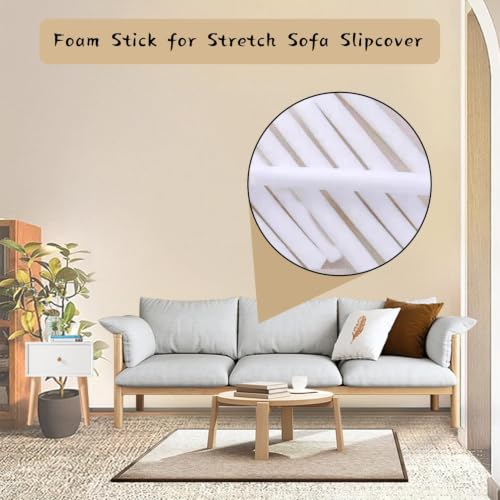 Image of Pieces Sofa Slipcover Tuck Grips Stretch Non Slip Foam Stick Couch Slipcovers Stretch Stick Thicker Cushion Grip for Sofa Essential Tuck Grips for Slipcovers Furniture Protector (3, sofa cover)