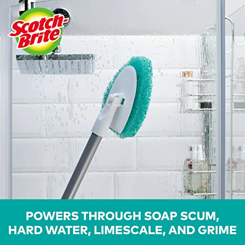 Image of Scotch-Brite Extendable Tub & Tile Scrubber Kit, Includes 1 Handle and 3 Non-Scratch Scrubber Pads + Command Broom and Mop Grippers, 2-Grippers, 4-Strips