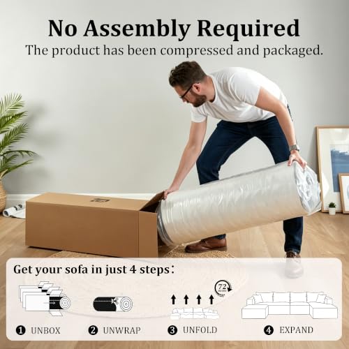 92.5" Modular Sectional Sofa,L-Shaped Cloud Couch with Deep Seats & Chaise, Convertible 4-in-1 Corduroy Boneless Couches for Living Room, Bedroom, No Need Assembly - Grey(Right Facing Chaise) - image 5