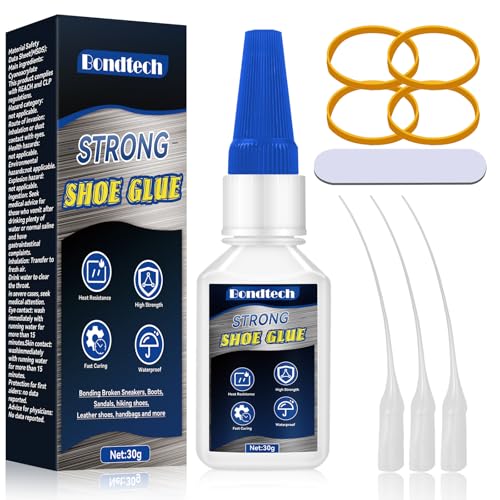 Shoe Glue 30 g Instant Shoe Glue Sole Repair for Sneakers Soles Boots Leathers Handbags and More Waterproof with Anti-Clog Cap Clear (tnedf)