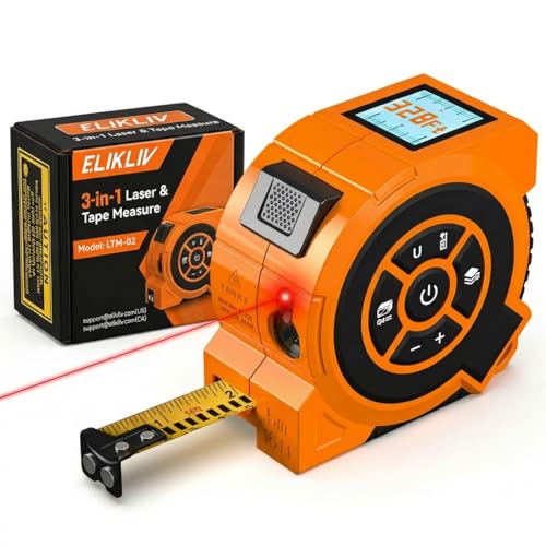 328Ft 3-in-1 Digital Laser Tape Measure Rechargeable Measuring Tool &16Ft Auto-Lock Tape Measure Movable Magnetic Hook with Area/Volume/Pythagorean, Ft/in/M/Ft+in for Construction;Woodworking;Home DIY