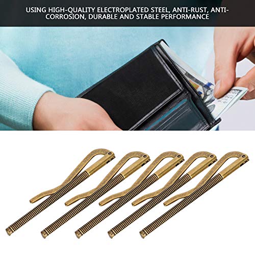 5pcs Money Cash Clip, 85mm High Hardness Spring Electroplated Steel Metal Money Clip for Leather Wallet Cash Check Credit Card(Bronze)3