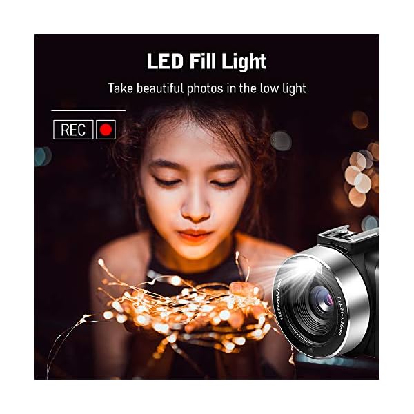 Videokamera 2.7K Camcorder mit Mikrofon 30MP Vlogging Kamera mit drehbarem 3.0 ”Touchscreen Zeitraffer Camcorder und… – Bild 5