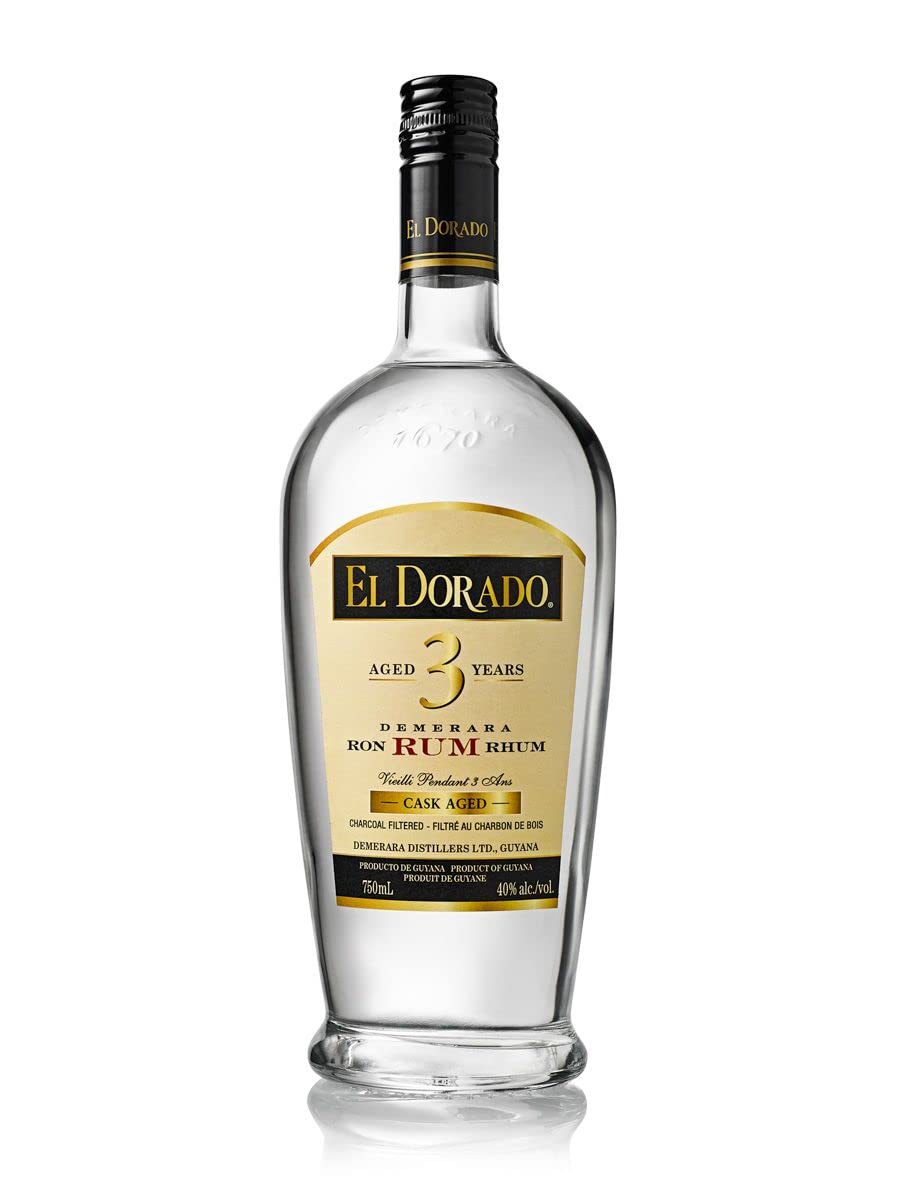 El Dorado 3 Year Old White Rum 700ml - Award Winning Premium Rum - Aged for 3 Years - Flavours of Coconut - Perfect for Cocktails
