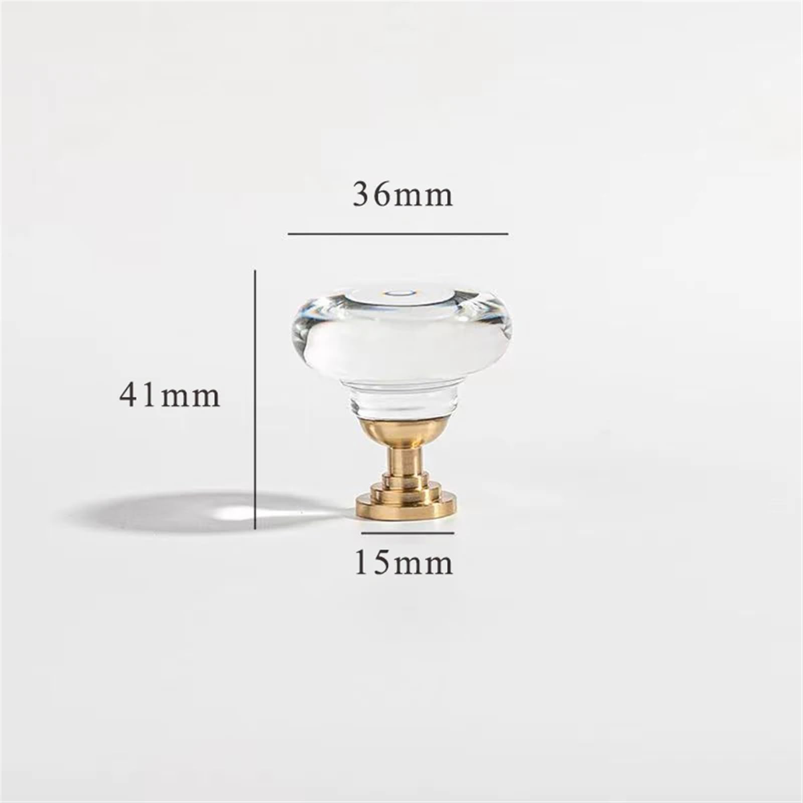 DFLPBHAV Cabinet Handle Solid Brass Base Transparent Door Handle Light Luxury Modern Wardrobe Cabinet Door 1Pcs(Round Transparent)