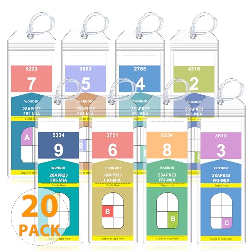 Image of SEAVILIA 20 Pack Cruise Luggage Tag Holder for Royal Caribbean & Celebrity, Cruise Essentials 2026 Waterproof PVC, Zip Seal Top, Narrow Size, Reusable & Durable Cruise Must Haves, Travel Essentials