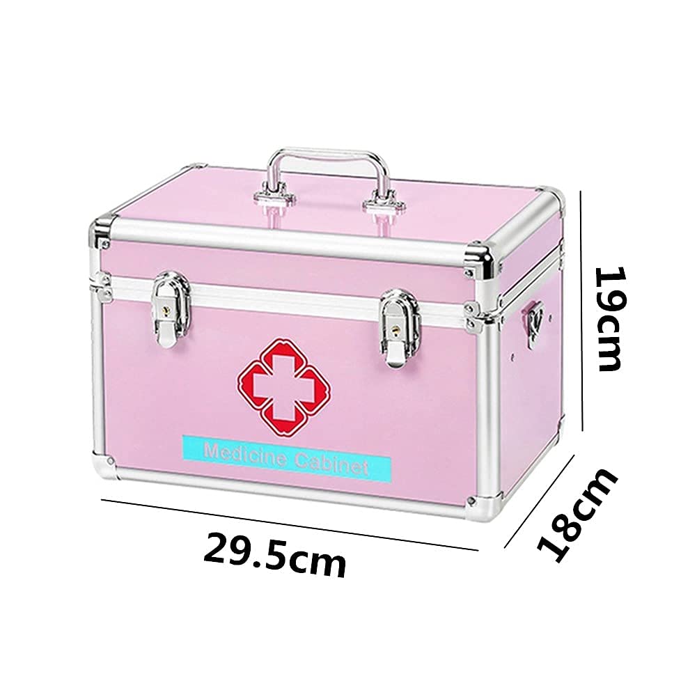 Caja médica Botiquín de Almacenamiento Metal Primeros Auxilios con Compartimentos Cajas Grandes Blancas Plata,Medio,Botiquín de Primeros Auxilios(Pink,M)