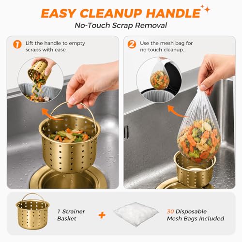 Colador para fregadero de cocina en acero inox dorado miniatura 5