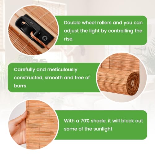 Image of BAYUE Bamboo Blinds, Roll Up Window Shades with Light Filtering for Home