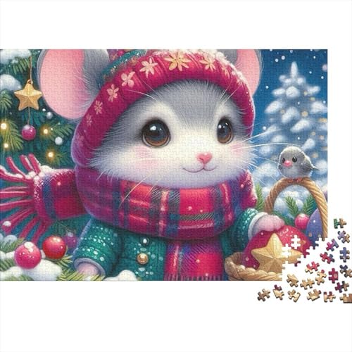 Rompecabezas de 1000 piezas de adultos de ratón navideño colorido de 38x26cm
