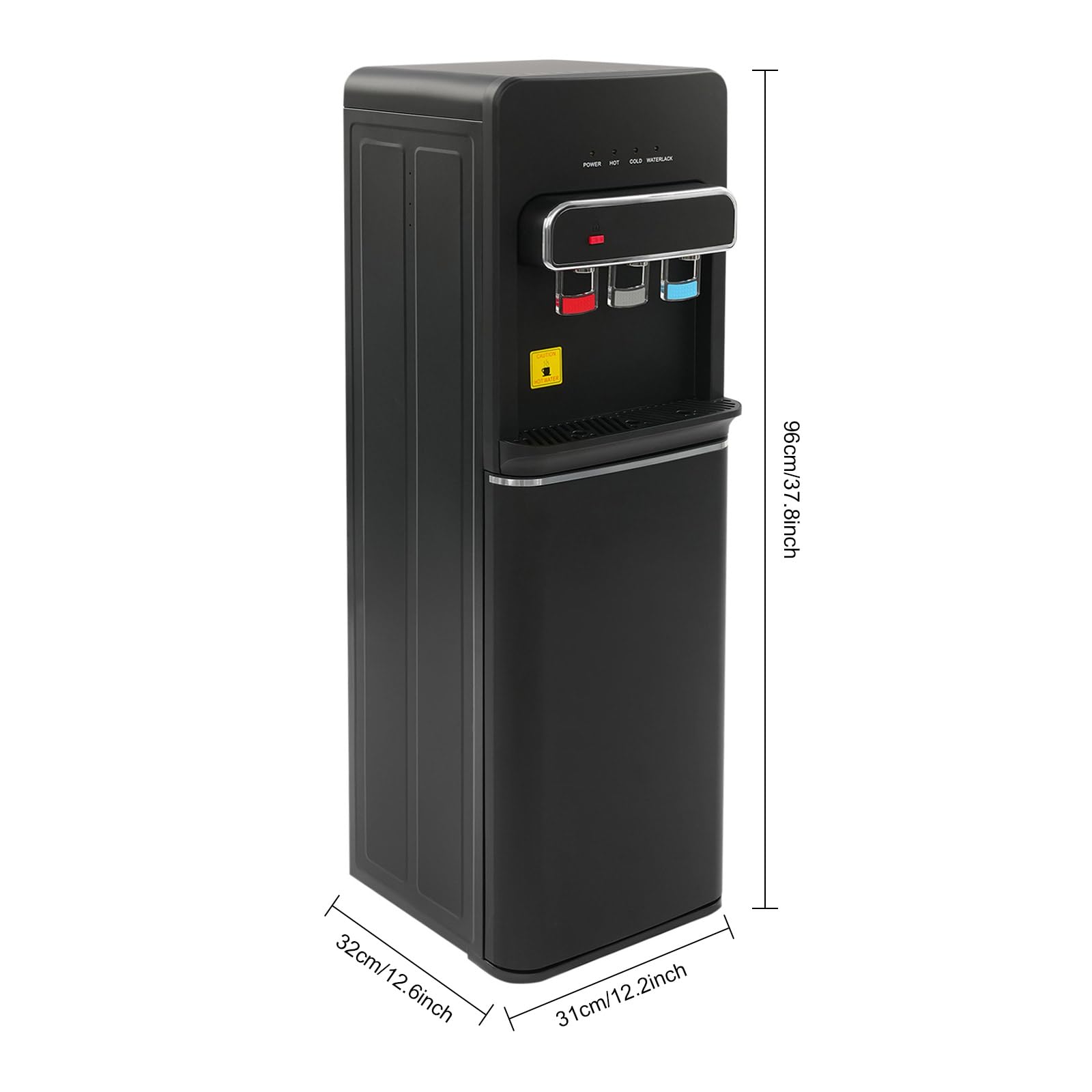 Fontaine à Eau Chargement Inférieur 3 Températures, Distributeur d'eau Chaude 550W et Froide 75W, Fontaine Eau Chaude Froide avec Verrouillage de Sécurité, pour Bonbonne 5 Gallons, Maison Bureau Noir