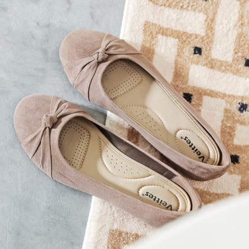 Image of Veittes Women's Wide Width Flat Shoes, Dressy Round Toe Slip On, Soft Comfortable Office Work Daily Walking Ballet Flats.