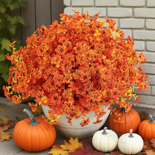 SHareconn 40 Bundles Artificial Fall Flowers for Outdoors Decoration, Fake
