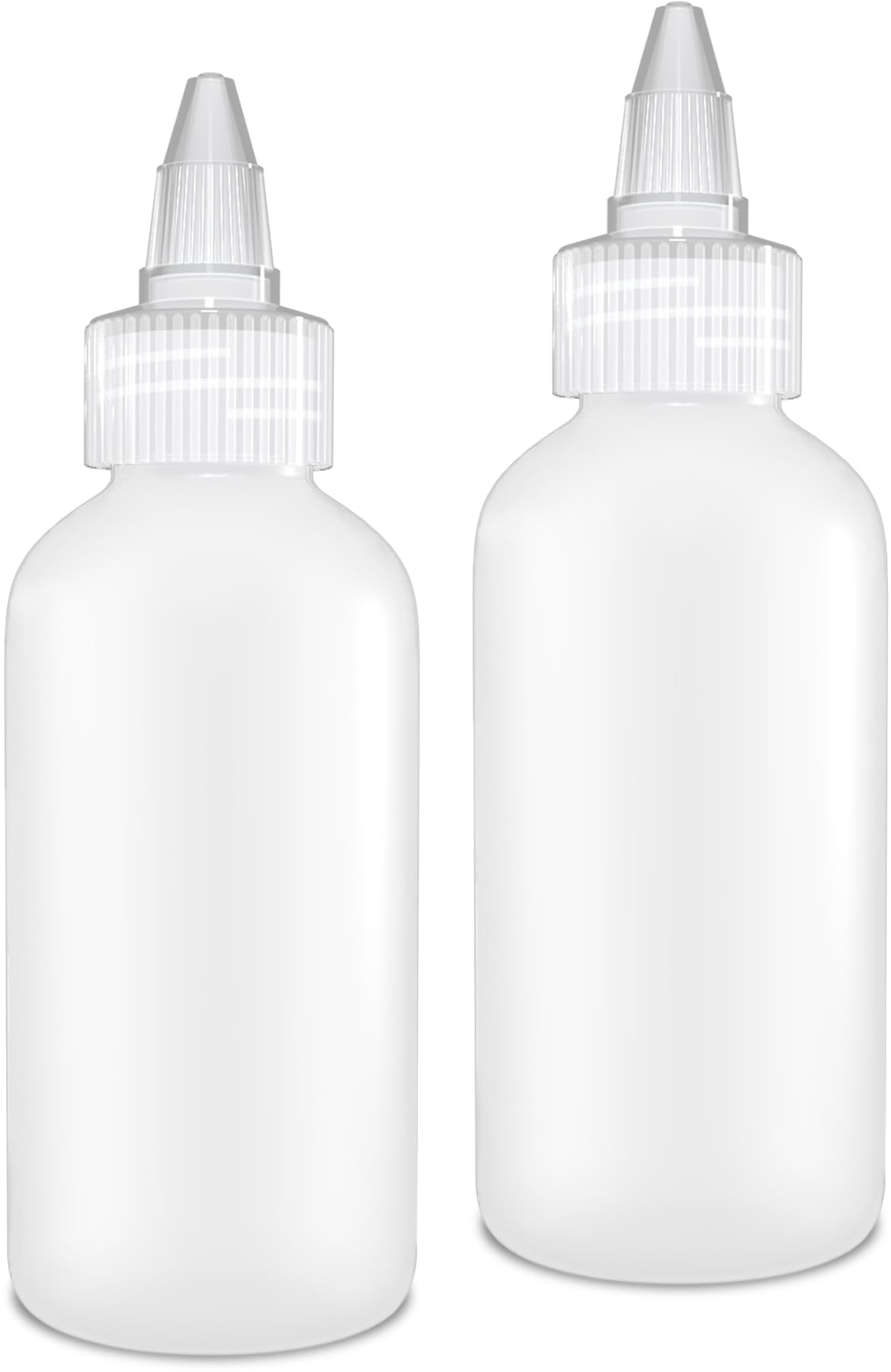 BRIGHTFROM Twist Top Applicator Bottles, Squeeze 4 OZ Empty Plastic Bottles, Refillable, Clear Open/Close Nozzle - Multi Purpose (Pack of 2)