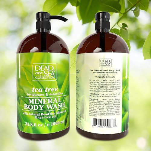 Image of Dead Sea Collection Tea Tree Body Wash for Women and Men - with Pure Dead Sea Minerals and Tea Tree Oil - Cleanses and Moisturizes Skin - Pack of 2 (67.6 fl. oz)
