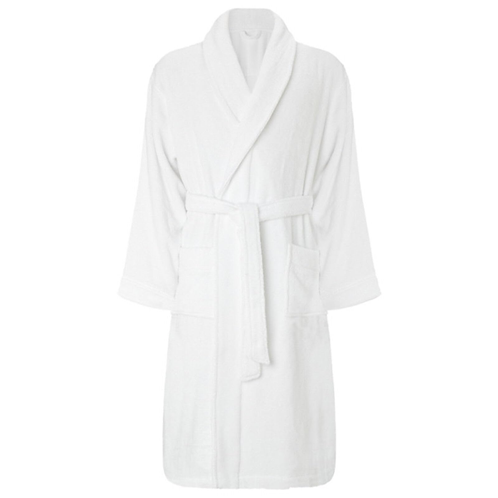 Myshoestore Men's White / Shawl Neck Luxury Egyptian Cotton Towelling Bath Robe Dressing Gown Terry Towel Bathrobes () (Large / X-Large)