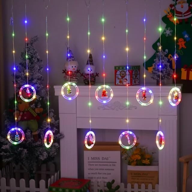 Image of V.E.S.P.A 3.5m 90 LED Santa Ring String Lights - 10 Modes for Festive Home Decoration, Perfect for Indoor and Outdoor Celebrations (Multi Color)