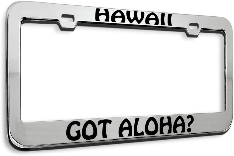 Metal License Plate Frame Hawaii Got Aloha Hibiscus Metal Car Accessories Stainless Steel 2 Holes 1 Frame
