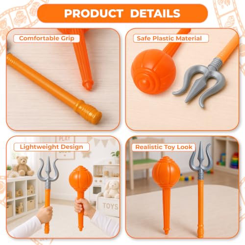 Image of RATNA'S Toy Trishul and Gada 2in1 Combo Set, Lightweight Plastic Religious Play Props, Pretend Play Toys for Kids