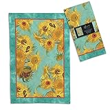 RainCaper Van Gogh Sunflowers Tea Towels Kitchen Towels, 18 x 28 Inches, 1 CT | 100% Cotton Super So