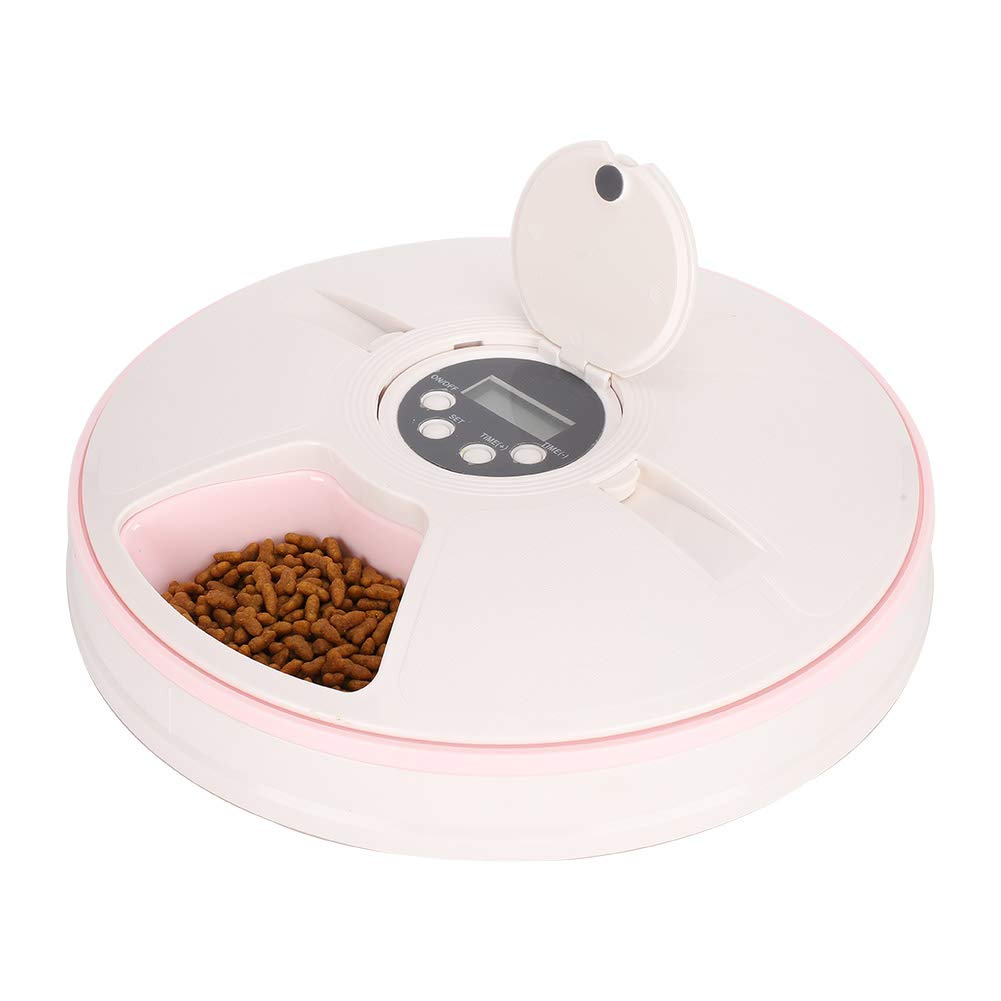 Alimentatore Automatico per Animali Domestici, Dispenser Programmabile con Timer per 6 Pasti con 4 Pulsanti Funzione, Display a LED, Grande capacità di 450 g per Cani