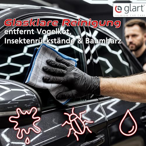 Glart 44C4R 4X Carbontücher, Fensterputztücher, Scheibentuch, Carbon Auto Tücher, Mikrofaser Glastücher, Auto Fenstertuch ohne Streifen & Schlieren, Scheiben Poliertücher fusselfrei 50x40 cm, 400 GSM