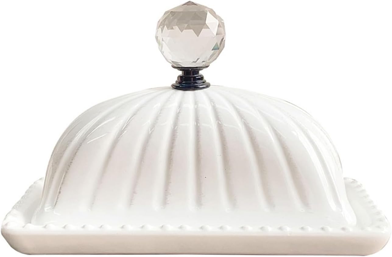 Butter Container High-end Ceramic Butter Dish Organizer Vintage Style Carrying Handle Storage Dish Food Container for All Types of Butter