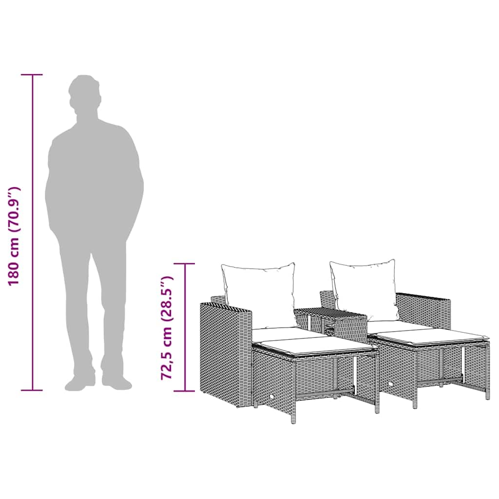 vidaXL Set de Muebles de jardín 5 pzas y Cojines apilables Gris, Conjunto de sofás de jardín, Conjunto de sofás de Exterior, Conjunto de salón de jardín