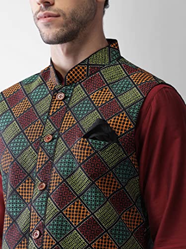 Image of KISAH Men's Jacket - Printed Cotton Blend - Indian Wedding Outfit for Men - Ideal for Weddings and Festivals