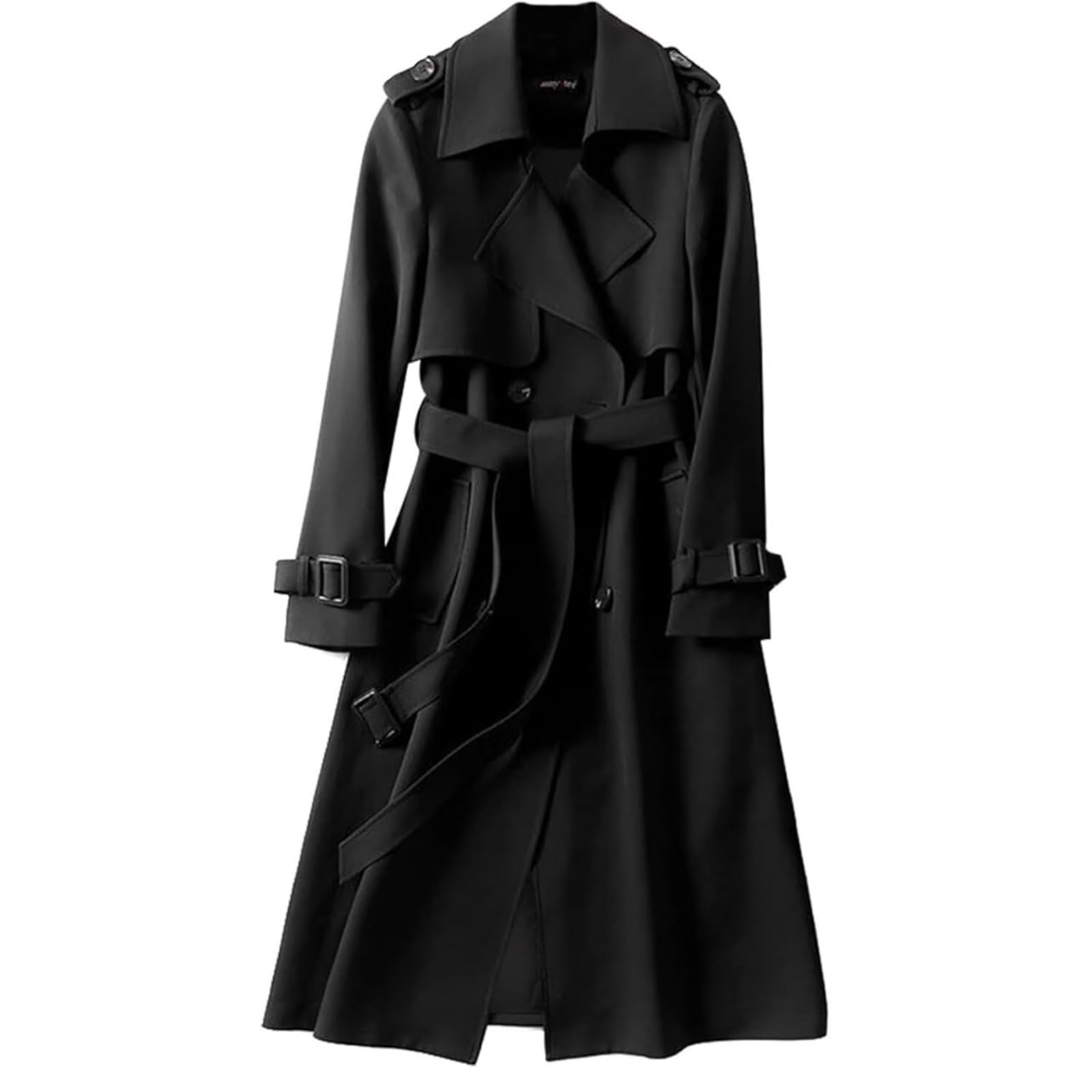jinjuduo Women's Trench Coat, Long, Spring, Autumn, Winter, 3 Seasons, Plus Size, Slimming, Windproof, Work, Neat, Chester Coat, Double Breasted, Outerwear with Belt-picture-13