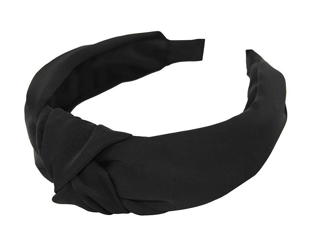 axy Hair Band with Knot and Satin Covered Vintage Beautiful Headband Hair Accessories Ladies Headband HR35A (Black) - Image 3