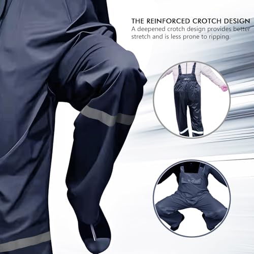 Men's Waterproof Rain Bib Overalls - Windproof Adjustable Outdoor Fishing Workwear Pants4