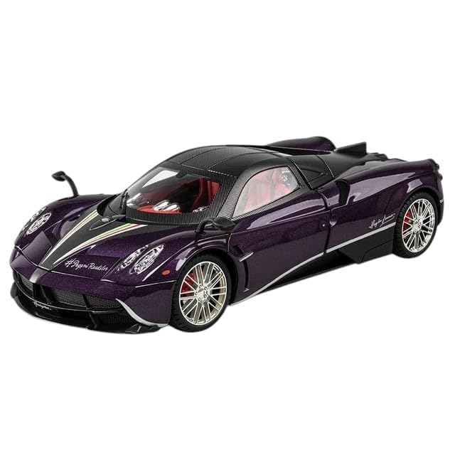 Image of Model Car Exclusive Alloy Metal Pull Back Die-cast Car Metal Pullback Toy car with Openable Doors & Light Music Best Gifts Toys Kids (1:18 Scale Pagani Huayra Super - Purple)