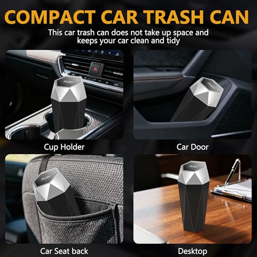 Image of Car Trash Can with Lid - 2-Pack, Interior Accessories for Vehicles, Leakproof Garbage Can with 30 Detachable Trash Bags, Multipurpose Organizers and Storage Solutions for Home and Office