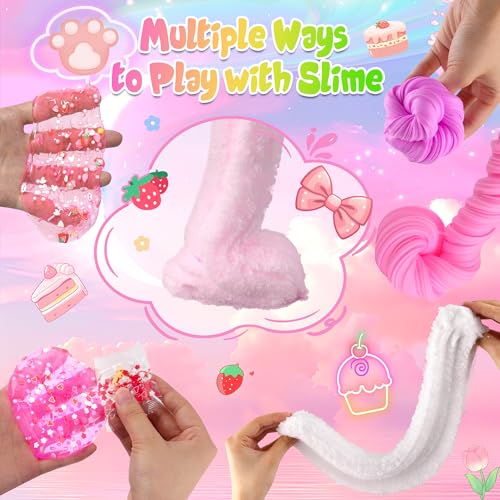 image for LAWOHO 6 Pack Slimes, Pink Slime Kids, Cloud Slime kit for Girls Ages 