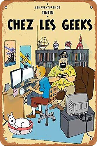 OSONA Les Acrntures De Tintin Chez Les Geeks Rétro nostalgique Art traditionnel rouille couleur étain Logo publicité frappante décoration murale cadeau Cover