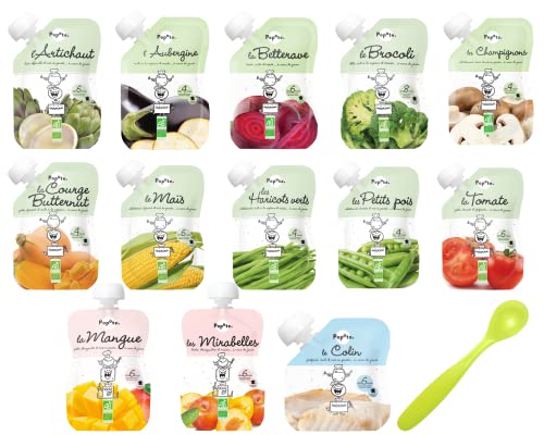 Popote Je Me régale Avec Le Sourire - Pack de 13 Gourdes + 1 Cuillère Silicone Offerte Cover