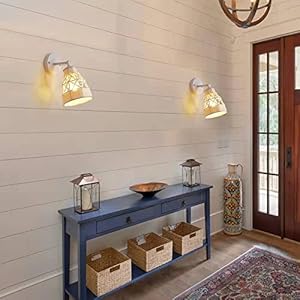 Dijiahua white wall sconces set of 2 bohemian modern light fixtures with metal shade farmhouse handmade hemp rope woven rattan craft to decor indoor bedroom living room hallway kitchen  urban country home decor