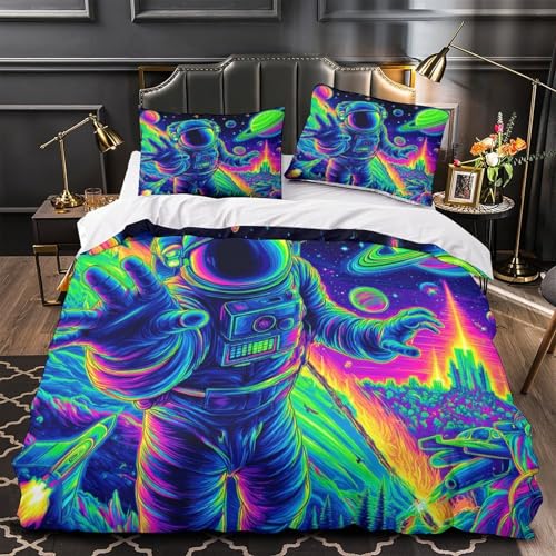 Housse de couette astronaute 140x200 en microfibre douce