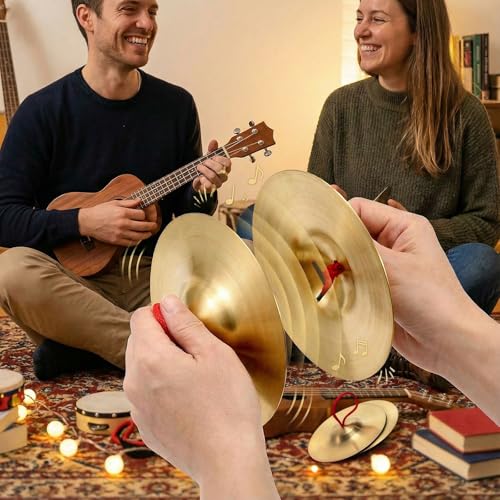 image for Foraineam 4 Pcs Small Brass Hand Cymbals 5.8 inch Mini Copper Hand Cym