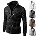 evzosrz Mens Zip Up Jackets Sweatshirts Fashion Casual Slim Fit Faux Leather Bombers Warm Fall Winter Motorcycle Lapel Coats White