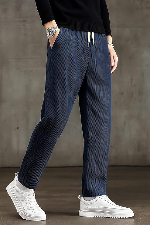 Image of NoseQueen Men's Corduroy Relaxed Fit Stretchable & Comfortable Sweatpant Trousers Pant