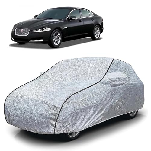 Image of Sulfar 100% Waterproof Car Body Cover Compatible with Mirror for Jaguar XF (Triple Stitched, Full Bottom Elastic, Magic Silver with Black Piping)