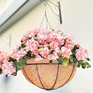 LaLaGreen Hanging Baskets for Plant Outdoor 18 Inch Extra Large Black Metal Wire Hanging Planter with Coco Liner Round Flower Pot Holder Hanger Deck Porch Modern Garden Balcony Country Decor
