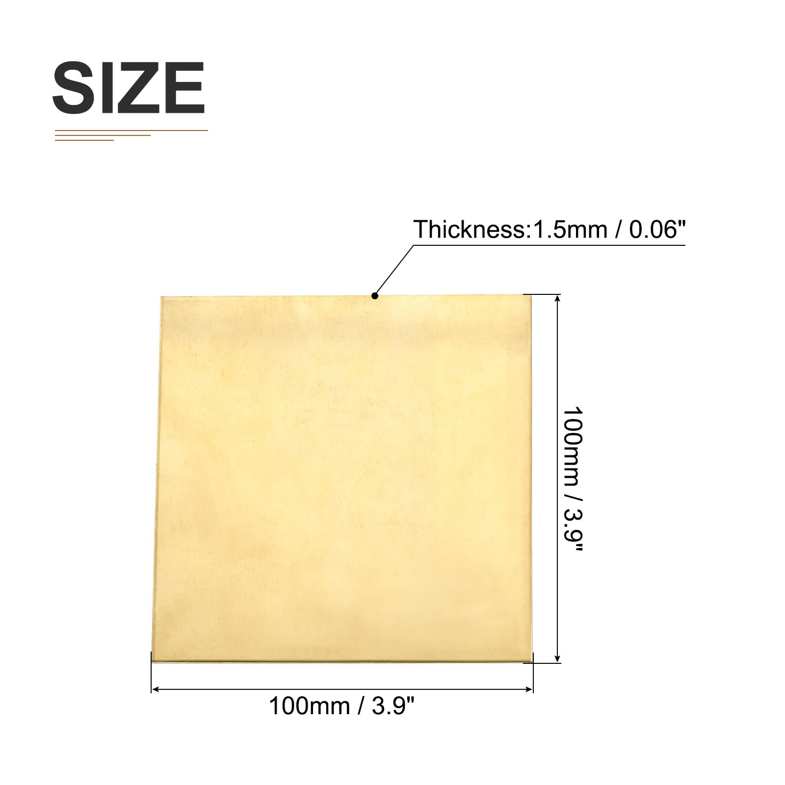 DTGN 100x100x1.5mm(LxBxT) Messing Blätter - 1Pack - Gut für Herstellung Maschine Teile - Metall Messing Platten