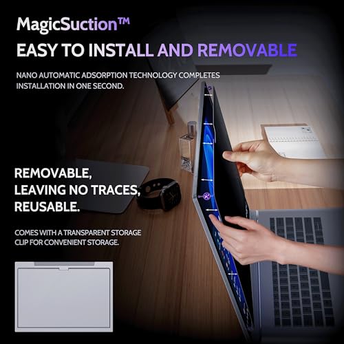 Image of Peslv Privacy Screen for 13.5 Inch Surface Book 3 /2 /1, MagicSuction Removable Anti Spy Black Protector, Glare Blue Light Filter for Microsoft Laptop Computer Monitor