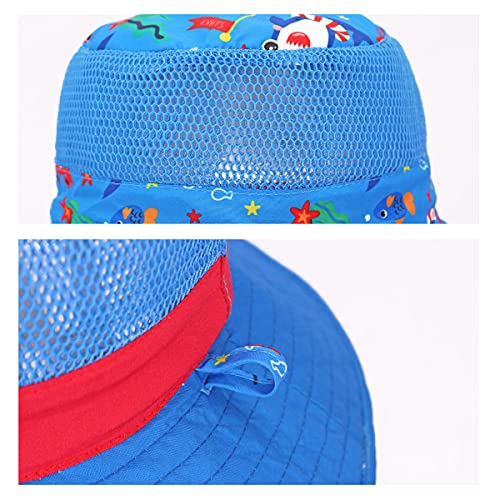 Baby Sun Hats Reversible - Mesh Breathable Summer Upf 50+ Protection Sun Hat Wide Brim For Toddler Kids Boys Girls Beach Cap Shark #TOP3