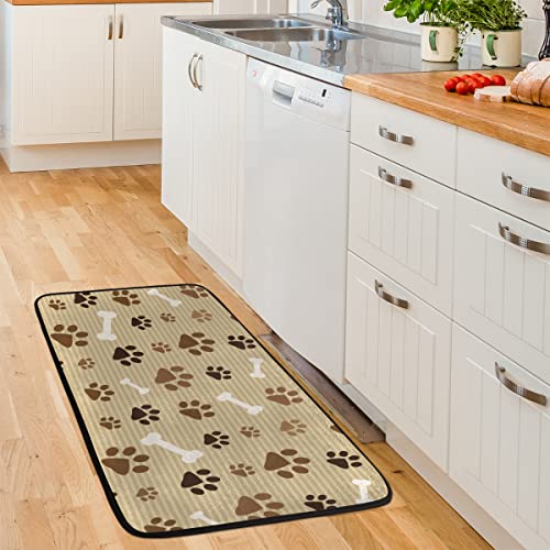 Cute Dog Paw Print Kitchen Rug Animal Cat Paw Floor Mat Non-Slip Comfort Washable Area Rug Doormat For Living Room Laundry Room Bathroom, 39" X 20" #TOP3