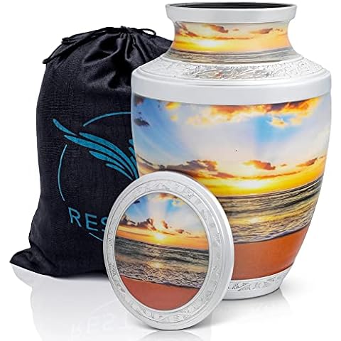 Beach Sunset Urns for Adult Male. Cremation urns for Human Ashes Adult Female. Decorative Beach urn for Human Ashes by Restaall Cover