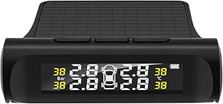 yeacher Sistema de monitoramento da pressão dos pneus do carro TPMS Sistema de alarme sem fio do carro TPMS, 4 sensores externos, exibição em tempo real da pressão e temperatura dos pneus